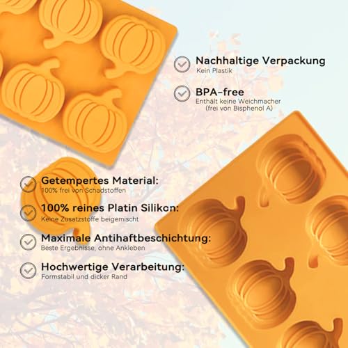 2 Pcs Fall Pumpkin Silicone Molds for Chocolate 3D Pumpkin Silicone Mold Halloween Thanksgiving Candy Baking Molds for Candy Ice Cube Cake Cupcake Decorations Jelly Jello Candle - color: Styl 20
