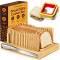 Bread Slicer Guide for Homemade Bread 2-In-1 Set: Sourdough Rounds Slicer, Sandwich Sealer | Bread Loaf Slicing, Adjustable Bamboo Bread Cutter With Knife & Magnetic slot - size: 2-in-1 Set (Basic Kit)