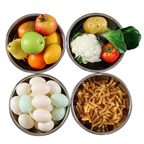 4 Packs Stainless Steel Mixing Bowls, Metal Kitchen Prep Bowls