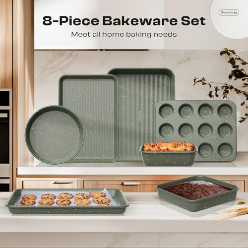 12-Piece Nonstick Baking Set, Non-Toxic Bakeware Set - Ceramic Coated Green - size: 12PCS