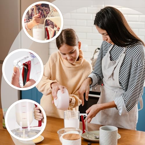 FillTouch 2 Pcs Handheld Batter Dispenser Squeeze Handle 4 Cups, Red - color: Red