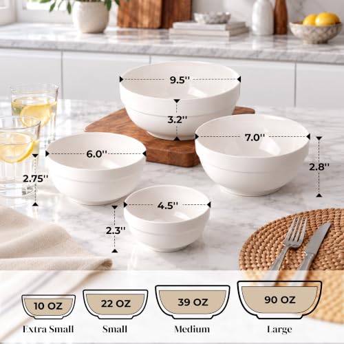 DOWAN Serving Bowls, Nesting Mixing Bowl Set (64/42/28/12 OZ) - size: 64/42/22/12 OZ