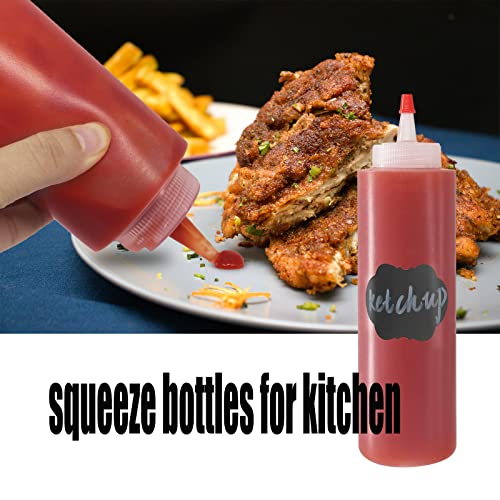 10 Pack 12 oz Plastic Squeeze Bottles with Red Tip Caps - size: 12 Ounces (Pack of 10)