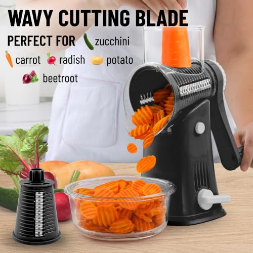 Rotary Cheese Grater Hand Crank, Vegetable Shredder - Black & Chrome - color: 01 - Black