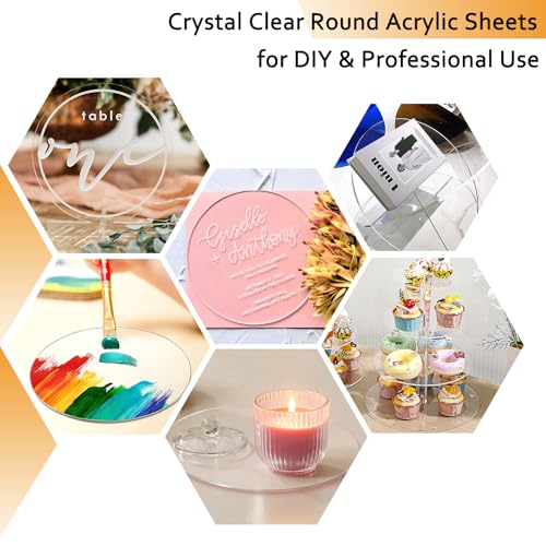 2 Pieces 1/8" Clear Circle Acrylic Sheet, 22 Inch Diameter Plexiglass Sheet, Round for Cake Discs, Plexiglass Table Top, Acrylic Backdrops and DIY Display Projects Craft - size: 22 Inch Diameter, 1/8" Thick