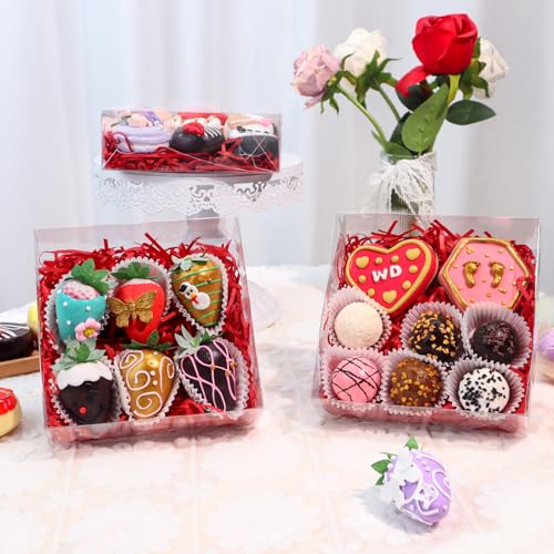 50 Pack 6x6x2 Inches Bakery Boxes Cookies Boxes with Clear Window - size: 6"X6X2"