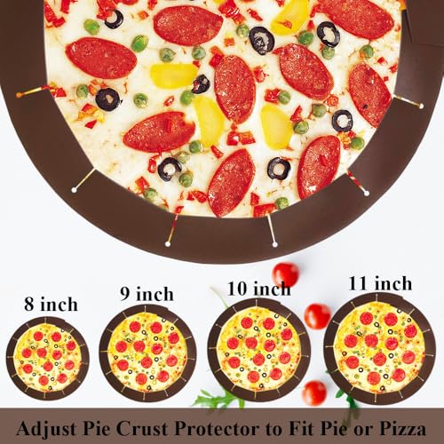 Adjustable Pie Crust Shields Baking Protectors, Silicone Cover Ring Fits 8-11.4 Inch Pies, Baking Pie Pizza Crust Shield Protector Cover for Edges (Brown-1pcs) - color: Brown-1pcs