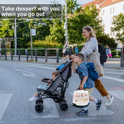 Cake Carrier Round Cake Stand Plus Height Cake Container with Cupcakes Pad, Handle, Lid Reusable Package Box for Transporting Desserts,Pie,Toast,Fruit (10" Black) - color: 10" Black