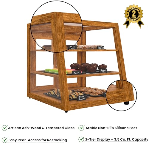 KoolMore 21 in. Light Wood Slanted Countertop Dry Bakery Display Case, Bread, Pastry and Dessert Display with Tempered Glass - color: Light Wood / Slanted, size: 21 in.