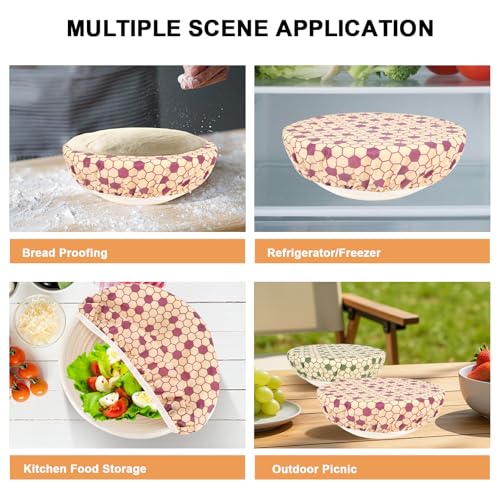 2Pcs 10inch Reusable Beeswax Elastic Bowl Covers for Bread Proofing - style: honeycomb