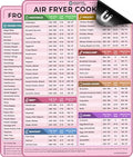 Air Fryer Cheat Sheet Set, AirFryer Cooking Guide Cook Time Chart - Pink - color: Pink