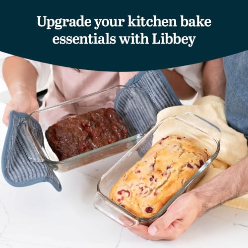 Libbey Baker’s Premium 2-Piece Glass Bread Loaf Pan Baking Dish Set, Space-Saving Glass Bakeware set for Bread, Loaf, and Pound Cakes - color: Premium - 2pc Loaf Set