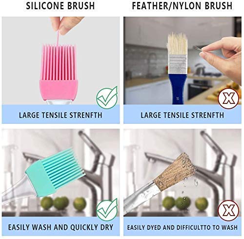 Set of 2 Kitchen Silicon Flat Pastry Brush Multi Purpose Silicon Oil Cooking Brush for Grilling, Tandoor and BBQ (Multicolor)