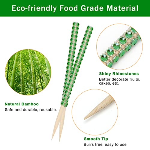 24P Candy Apple Stick Kit,Apple Rhinestone Bling Stick Wood Skewer - color: Green