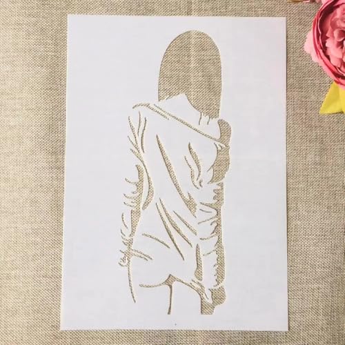 TIAMECH A4 Reusable Shy Dress Girl Stencil for Painting - style: Shy Dress Girl