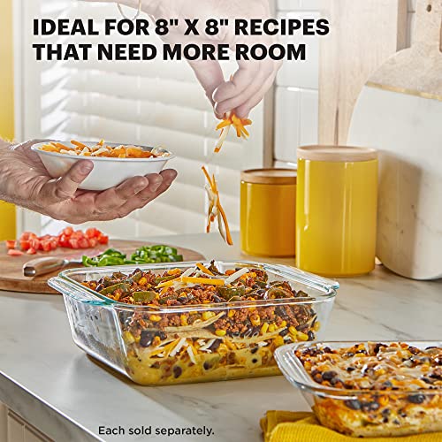 Pyrex 8x8 Deep Glass Baking Dish with Plastic Lid, Deep Casserole Dish - size: 8x8 (1-Count)