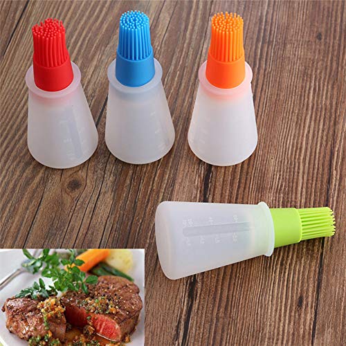 AKOAK 1 Pack Environmentally Friendly Silicone Flat-Bottomed Barbecue Oil Bottle Brush, Pastry Brush, Kitchen Baking and Barbecue Cooking Tools (Blue) - color: Blue