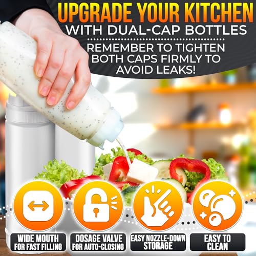 6-Pack Inverted Condiment Squeeze Bottles for Sauces 16 oz, Squirt Bottles