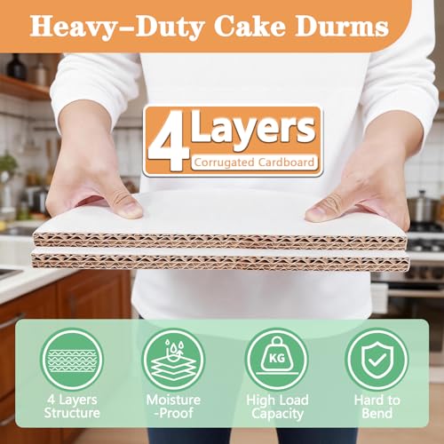 6PCS 10 Inch Round Cake Boards, Food-Grade 1/2" Thick Cake Drums, Greaseproof Cardboard Cake Rounds for Wedding Birthday Tiered Cakes & Bakery Display - size: 10Inch-1/2"Thick