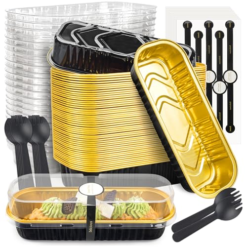 NPLUX Halloween Mini Loaf Pans, 6.8oz 60 Pack Black Gold for Gifts - color: Black