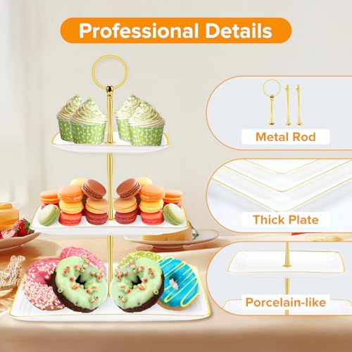 Hoedia 3 Tier Cupcake Stand Tower, Plastic Cup Cake Holder(Square)