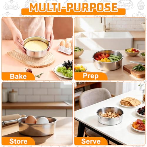 E-far 5 Inch Cake Pan Set of 3, Stainless Steel Small Round Baking Pan Tin - size: 5 Inch(Set of 3)