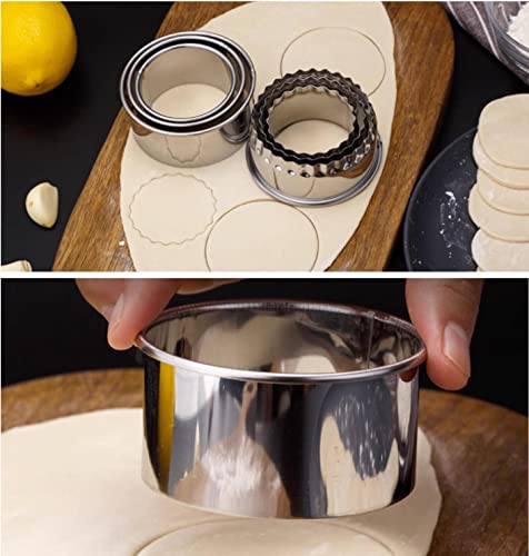 6 Pieces Round Cookie Cutter Set - Stainless Steel Circle Pastry, Biscuit, Dumpling, Cake, Donut Molds Stamps for Cooking and Baking
