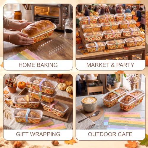 Rtteri 100 Set Fall Paper Loaf Pans with Lids Bulk, Disposable Bread Pans
