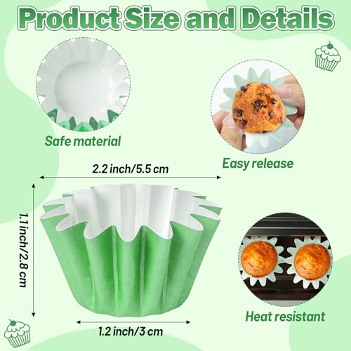 Green Mini Size Cupcake Liners, Bulk Grease Resistant Muffin Baking Cups - color: Green