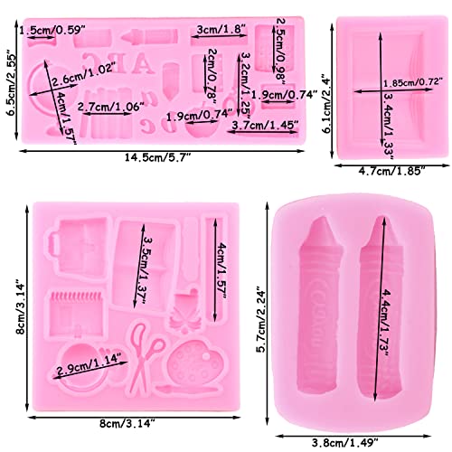 Mujiang Back to School Silicone Molds Crayon Book Fondant Mold Set Of 4 - color: Style A