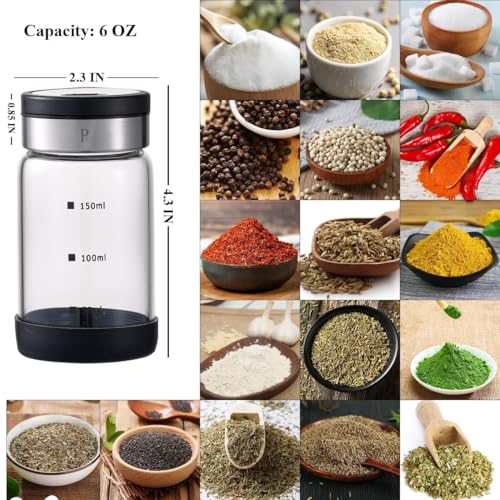 Verdental 6 oz Small Salt or Pepper Shaker, 4 Settings, S/M/Pour/OFF - size: 6 oz (2.3*4.3 in)