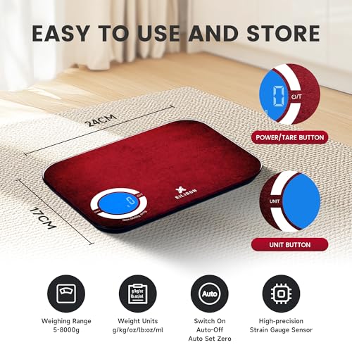 EILISON Smart Kitchen Food Scale,Bluetooth,8000g Cap,Nutrition Calculator