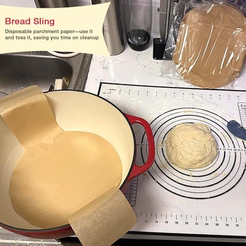 100 Pcs Parchment Paper for Sourdough Baking, Disposable Bread Sling for Dutch Oven, Parchment Paper with Long Handles for Easy Dough Transfer