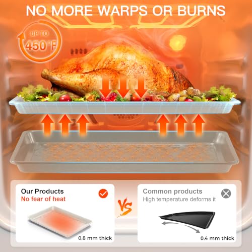 HONGBAKE Ceramic Coated Baking Sheet Pan Set of 3 with Floral Texture - color: Ceramic Cream