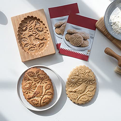 Carved Wooden Gingerbread Cookie Mold,3D Wooden Baking Mold Cookie Biscuit Press Stamp Molds,Cookie Cutter,Cookie Stamp,DIY Biscuit Stamp Mould for Halloween Thanksgiving Christmas(Tit) - color: Tit
