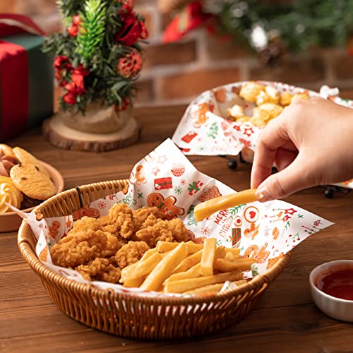 100 Pcs Christmas Wax Paper for Food - color: white biscuit