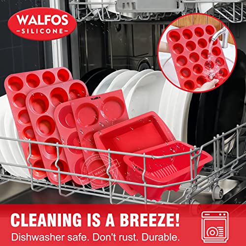 Walfos Silicone Cupcake Pan Set, 2-Piece Mini 24 Cups Muffin Baking Pan, BPA Free and Dishwasher Safe, Non-stick , Great for Making Muffin Cakes, Fat Bombs - size: 2 Pcs: 24 Cups, Mini, style: Muffin Pan