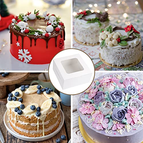 Moretoes 40pcs Cake Boxes, 10x10x5 Inch White Bakery Boxes with Window for Valentine's Day, Mother's Day, Pastries, Cookies, Pie, Cupcakes - size: D-40pcs-10*10*5in