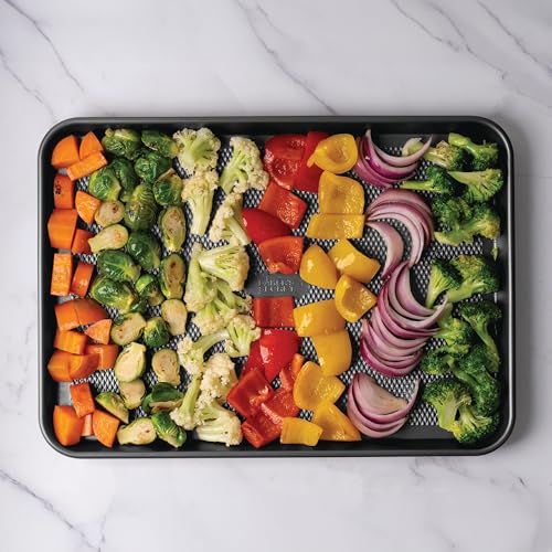 Baker's Secret Baking Sheet Pan Set, 2x Cookie Sheets for Oven 13.8x10', Diamond Texture Premium Air Flow Circulation, Baking Trays, Extra Thick 0.6mm Diamond Base PFOA, PFOS, PTFE and PFAS free - color: Black, size: 2 Pack Quarter Sheet