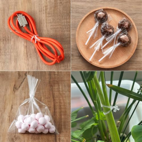 Clear Twist Ties 300Pcs, 5 Inch Metal Wire Twist Ties for Bread Bags, Treat Bags, Garden Plants, Gift Wrapping, Crafts, Reusable Transparent Bag Ties for Home, Office, and Baking