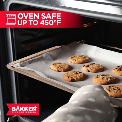 BAKKEN 3-Piece Kitchen Baking Pans - Small, Medium, and Large Cookie Pan, With Nonstick Coating, Stackable and Space-saving Design, PFOA, PFOS, PTFE Free, Oven Safe Tray (Up To 450°F), Brown - color: Brown, size: 3 Piece Set