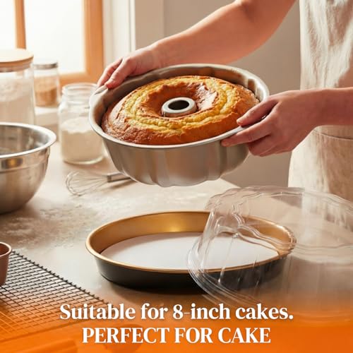 5 Set Disposable Cake Containers with Lids, Gold, for 8 Inch Cake - color: Gold, size: 4inx8in