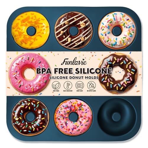 Large Silicone Donut Pan for Baking,9 Cavity Non-Stick Food Molds - color: Navy Blue