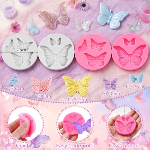 Mini Butterfly Silicone Molds 4Pcs Butterfly Chocolate Molds - color: Butterfly