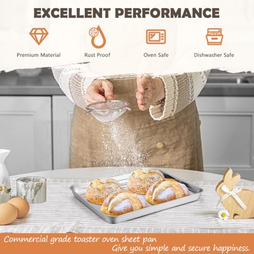12.5"x9.7"Baking Sheet Pan(2Pcs), Joyfair Stainless Steel Toaster Oven Tray - size: 12.5"x9.7"