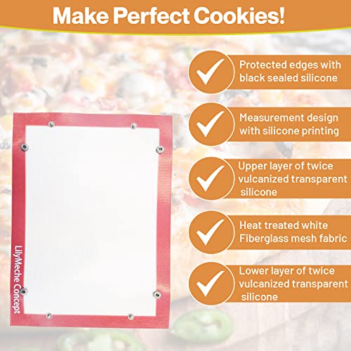 | Silicone Baking Mat with Button | BPA Free Large Nonstick Kitchen Professional Reusable Heat Resistant Baking Half Sheet Bakeware Mats for Cookies, Bread and Pastry(2pc)