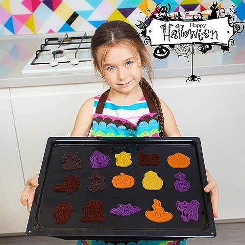 16 Pcs Halloween Cookie Cutters, 3D Cookie Cutter with Plunger Stamp - color: Halloween