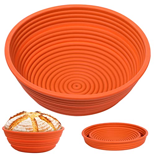 Webake Silicone Bread Proofing Basket,Collapsible Sourdough Bread Baking Supplies Dough Proofing Bowl Containers Oven Safe Baking Gifts for Bakers 9 INCHES - style: Round