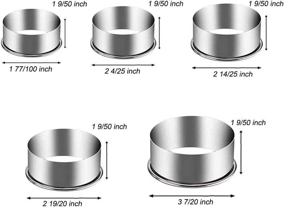 5 Pieces Biscuit Cookie Cutters Set,Stainless Steel Circle Round Cookie Biscuit Cutters in Graduated Sizes Shape Molds for Pastries Doughs Doughnuts - size: 5 Sizes Plain Edge
