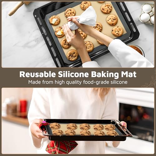 4 Pack Silicone Baking Mat Nonstick 2 Half and 2 Quarter Size - 1/4 Silicone Cookie Sheets for Baking Macaron Cookie Set of 2-2 Pack Thick Heavy Duty Reusable Mats Half Sheet for Kitchen Counter - size: 2 Half + 2 Quarter Sheets